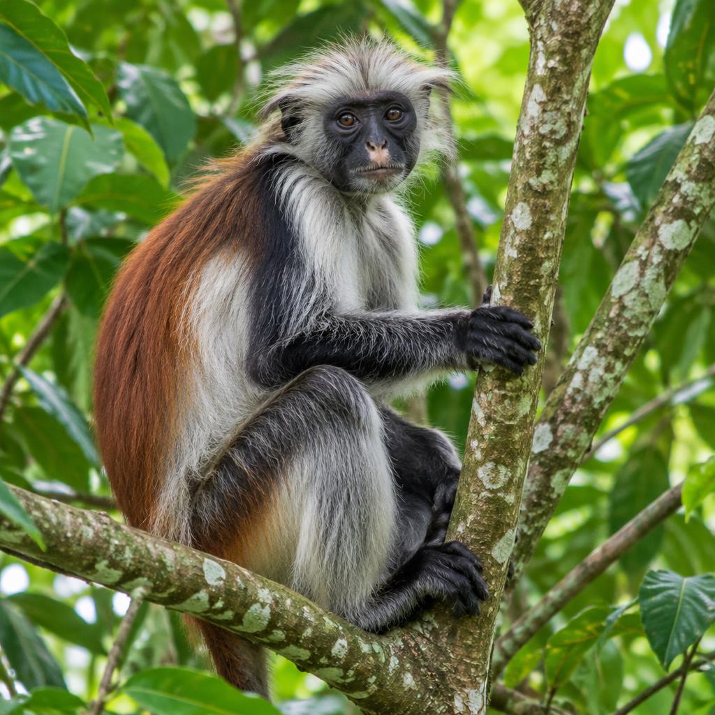Zanzibar red colobus monkey in Jozani Forest